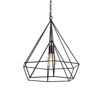 QAZQA Dise&ntilde;o L&aacute;mpara Colgante Escandinava Negra - Karkass Acero Redonda Adecuado Para Led Max. 1 X 60 Watt - Qazqa
