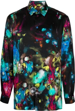 Shiatzy Chen Genisis Collection abstract-print shirt - men - Mulberry Silk - 50 - Black