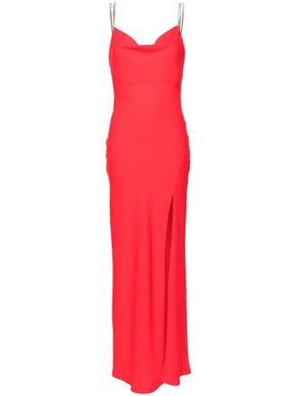 Nissa rhinestoned open-back maxi dress - Red