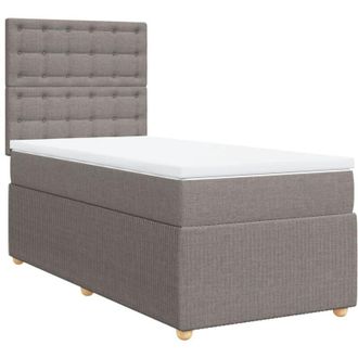 vidaXL Cama Box Spring Con Colch&oacute;n Tela Gris Taupe 80x200 Cm Vidaxl