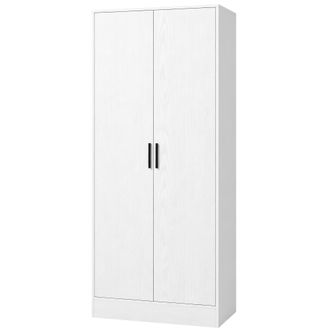 HOMCOM Homcom Armadio Slim 37 Cm Con Barra Appendiabiti E Ripiani, Bianco