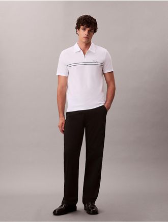 Calvin Klein Mens Contrast Piping Quarter Zip Polo Shirt - White - 2XL