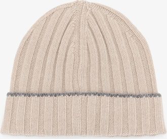 Brunello Cucinelli Mens Cashmere Beanie Hat Beige