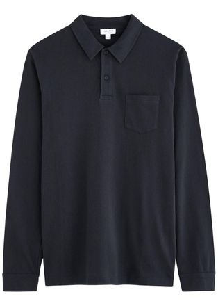 Sunspel Riviera Woven Cotton Polo Shirts - Navy - S
