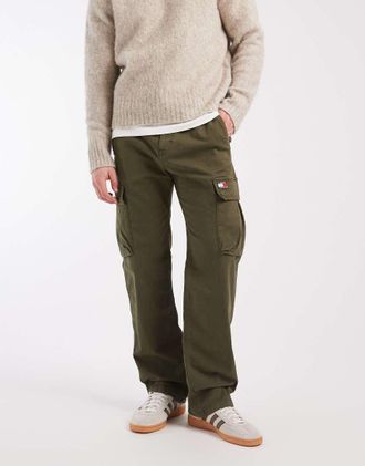 Tommy Jeans Otis - Pantaloni cargo verdi di tela-Verde