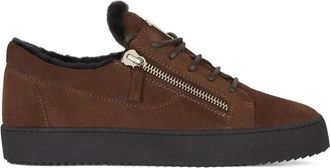 Giuseppe Zanotti Bruine Elegante Gesloten Platte Sneakers - Heren - Sneakers - Bruin - 46 EU - Su&egrave;de - Schoenen