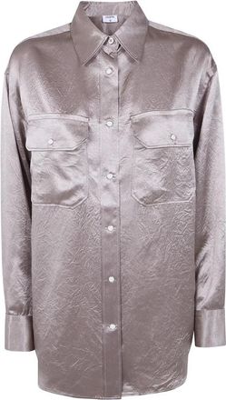 Filippa K Crinkled Satin Shirt - Dames - Overhemden - Bruin - M - Satijn - Overhemden