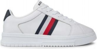 Tommy Hilfiger Witte lage sneakers - Heren - Sneakers - Wit - 42 EU - Leer - Schoenen