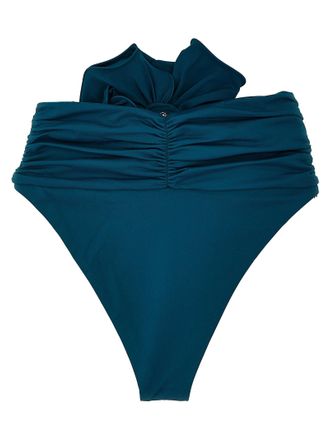 Magda Butrym Ruffled Floral Appliqu&eacute; Bikini Bottom - Teal