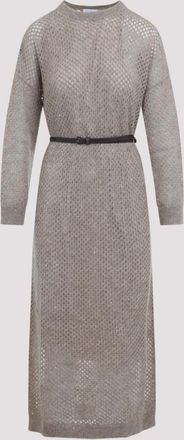 Brunello Cucinelli Grey Knit Long Dress