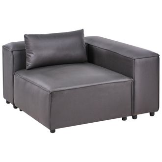 Beliani M&oacute;dulo Esquinero Moderno Minimalista Asiento 1 Plaza De Sof&aacute; Tapizado De Piel Sint&eacute;tica Negra Brande