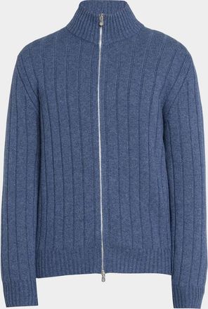 Brunello Cucinelli Men & apos;s Ribbed Cashmere Cardigan
