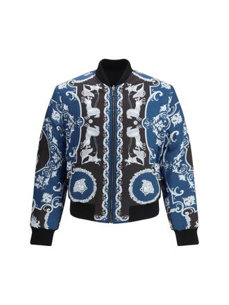 Versace Mens Reversible Jacket Black+petrol Blue