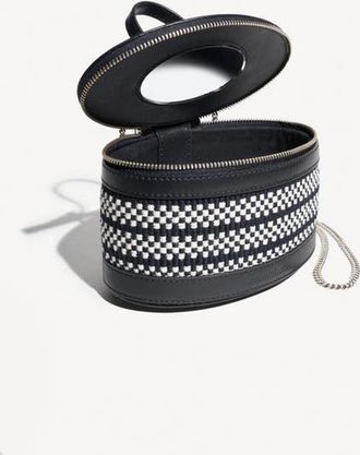 Amambaih Trousse a maquillage Mini Vanity Cross Body Bag in Ivory Black at Nordstrom, Size Xx-Small