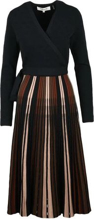 Diane Von F&uuml;rstenberg Abito in maglia plissettato - Dames - Casual kleedjes - Zwart - XS - Nylon - Kleedjes