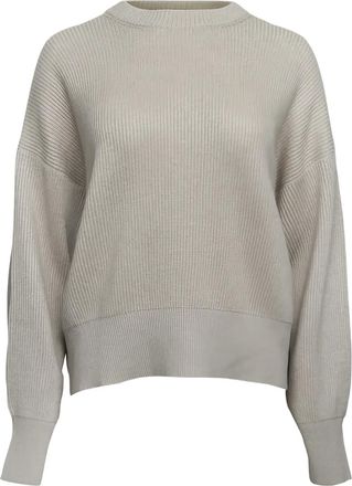 Brunello Cucinelli crew-neck ribbed sweater - women - Cashmere/Viscose/Polyester - S - Neutrals