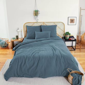 Sweeek Ropa de cama de gasa de algod&oacute;n azul oscuro