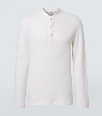 Brunello Cucinelli Camiseta con botones acanalada de algod&oacute;n y cachemir