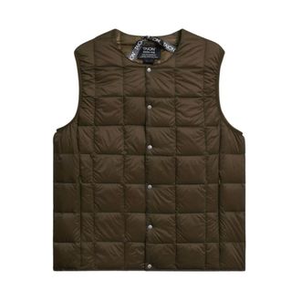TAION Chaleco de Cuello Redondo con Botones - Jackets - Hombre - Marr&oacute;n - XS
