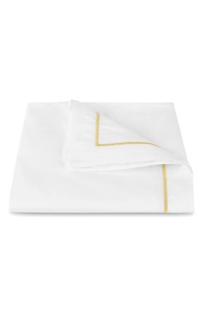 Matouk Bergamo Cotton Percale Duvet Cover in Honey at Nordstrom, Size King