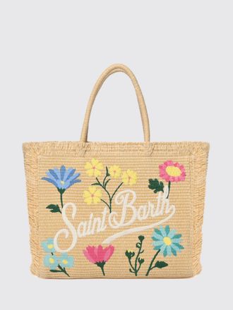 MC2 Saint Barth Borsa Vanity in rafia con logo ricamato