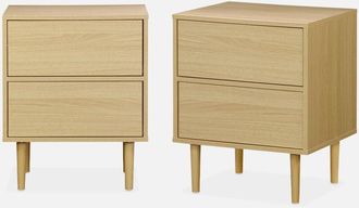 Sweeek Mesita de noche con efecto madera natural, set de 2