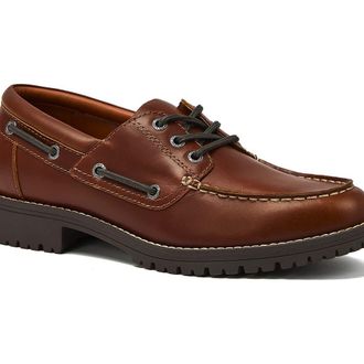 Lands End Seaport Leather Lace Up Boat Shoes in Rustic Brown at Nordstrom, Size 11.5