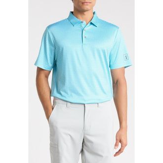 PGA TOUR Short Sleeve Printed Polo in Algiers Blue at Nordstrom Rack, Size Xx-Large