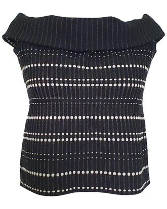 Alexander McQueen Alexander Mcqueen Monochrome Knit Boucle Detail Off-Shoulder Crop Top, Size Int Xl (Authentic Pre-Loved)