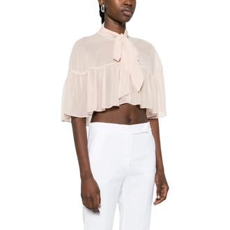 Max Mara Blouses, female, Pink, Size: S/M Tie Detail Ruffle Shirt