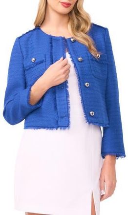 Vince Camuto Crop Tweed Jacket in Deep Blue at Nordstrom Rack, Size 12P