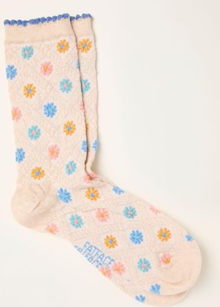 Fat Face FatFace Oatmeal Textured Floral Socks