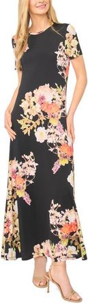 Ted Baker Theresa Floral T-Shirt Maxi Dress in Rich Black at Nordstrom, Size X-Small