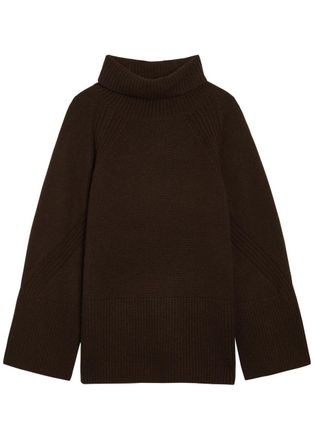 Joseph Lotus Roll-neck Cashmere Jumper - Brown - S (UK8-10 / S)