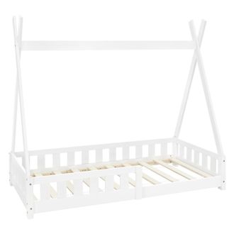 ML Design Ml-design - Lettino Per Bambini Design Teepee Con Sponde Protezione Anticaduta Recinzione Rete A Doghe 80 X 160 Cm Letto Tenda Indiana Da Gioco In Leg