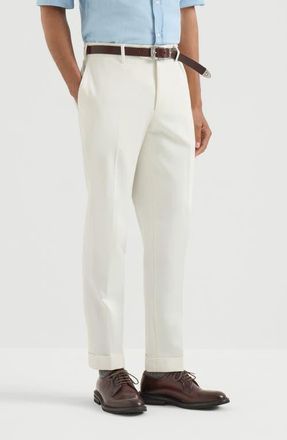 Brunello Cucinelli Cotton and virgin wool gabardine Italian fit trousers in Panama at Nordstrom, Size 54