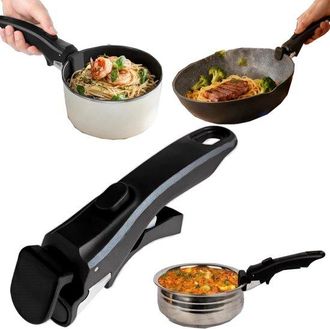 OEM Mango Ollas, Mango Acero Inoxidable Utensilios Antideslizante Resistente Calor, Cacerolas, Sartenes Woks (19 X 5 Cm, Negro