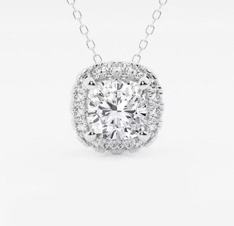 Grown Brilliance 0.30 Carat 14K White Gold Cushion Cut Lab Grown Diamond 18 Pendant Necklace for Women- Color/Clarity-G+SI