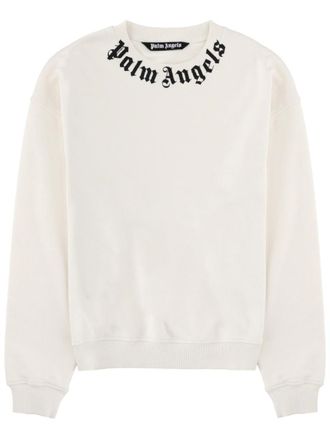 Palm Angels White Logo Crew Neck Sweatshirt
