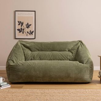Icon Brand Cecilia Jumbo Cord Giant Bean Bag Sofa in Green | Size: Medium