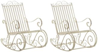 Clp Set de 2 mecedoras para exterior en Metal Crema antiguo
