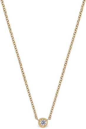 Bony Levy Petite Bezel Diamond Solitaire Necklace in Yellow Gold/Diamond at Nordstrom, Size 18 In