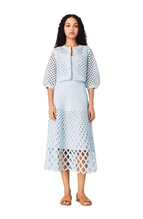 Maje Rhinestone crochet cardigan in Blue Sky at Nordstrom, Size Medium