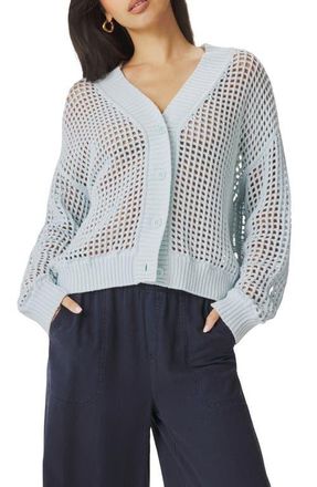 Splendid Camellia Openwork V-Neck Cotton Blend Cardigan in Country Air Blue at Nordstrom, Size Small
