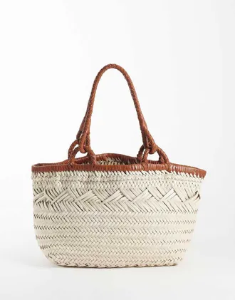 Asos Borsa shopping in pelle intrecciata bianca-Multi