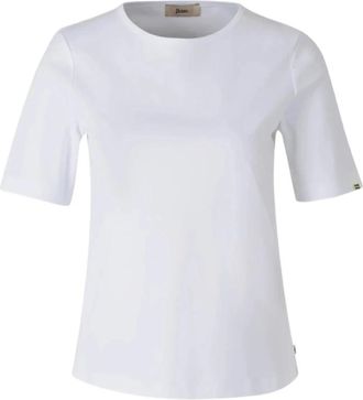 Herno Witte Top met Korte Mouwen en Zijknopen - Dames - T-shirts - Wit - L - Katoen - Tops