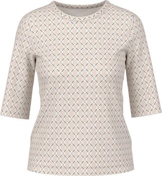 Marc Cain Shirt met 3/4-mouwen van geribd breisel - Dames - T-shirts - Grijs - M - Katoen - Tops