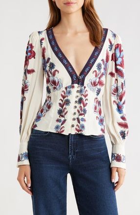 Farm Rio Malu Floral Top in Off White at Nordstrom, Size Medium