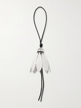 Loewe Portachiavi In Pelle E Metallo Dorato Con Frange Badminton - Bianco