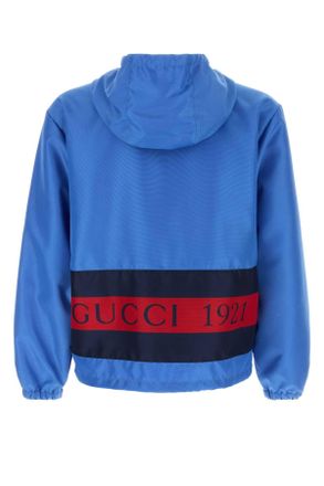 Gucci Mens Blue Nylon Jacket Newbluette Exterior: Lining: Giubbini